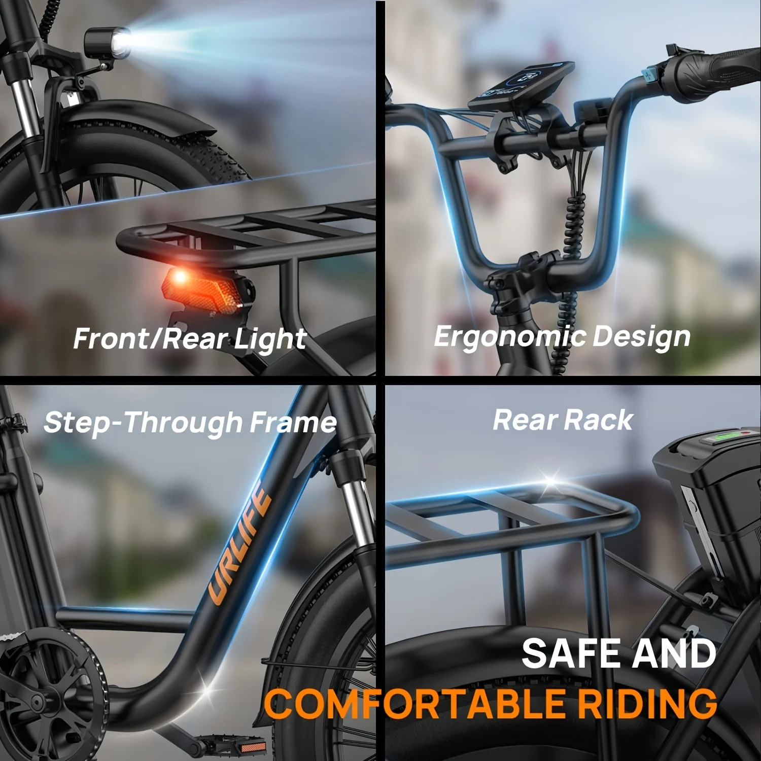 URLIFE 1000W E20 Electric Bike | 48V 13Ah Removable Battery, 20MPH, 20''X3" Fat Tire, 7-Speed E-Bike with Dual Disc Brake - Image 5