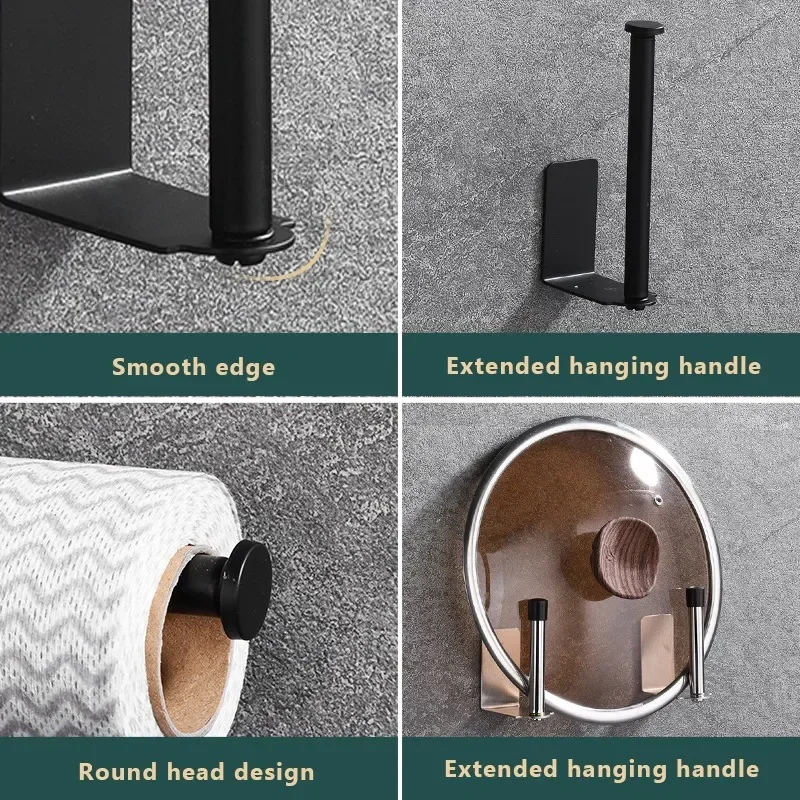 Stainless Steel Paper Towel Holder Self Adhesive Toilet Roll Paper Holder No Punching Kitchen Bathroom Lengthen Storage Rack - Image 3