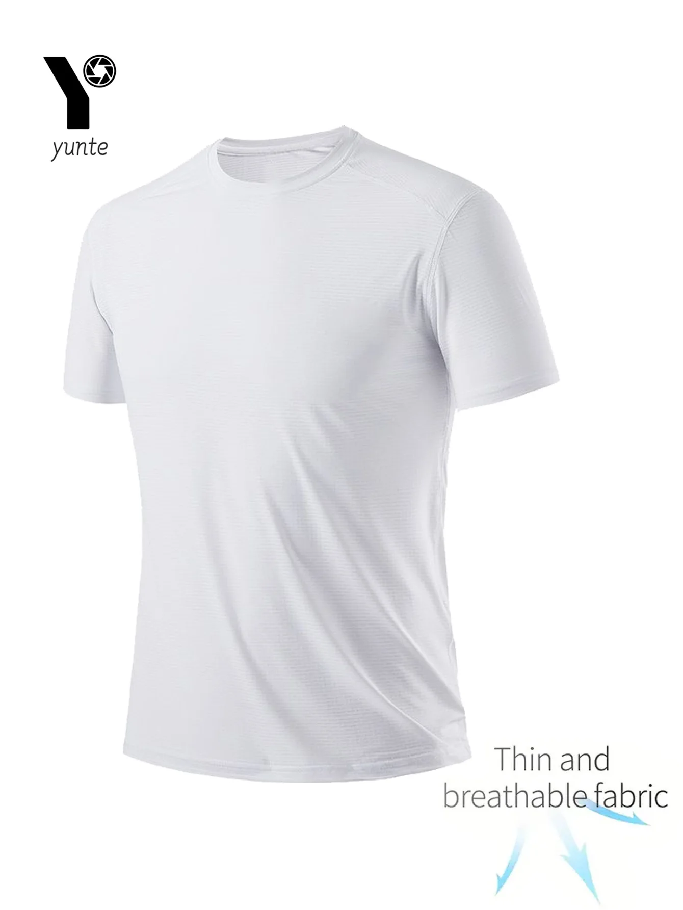Round Neck T-Shirt 7-Piece White Ultra-Light Men's Quick-Drying Breathable Sweat-Absorbent Shirt Suitable for Fitness Gym and Ru - Image 3