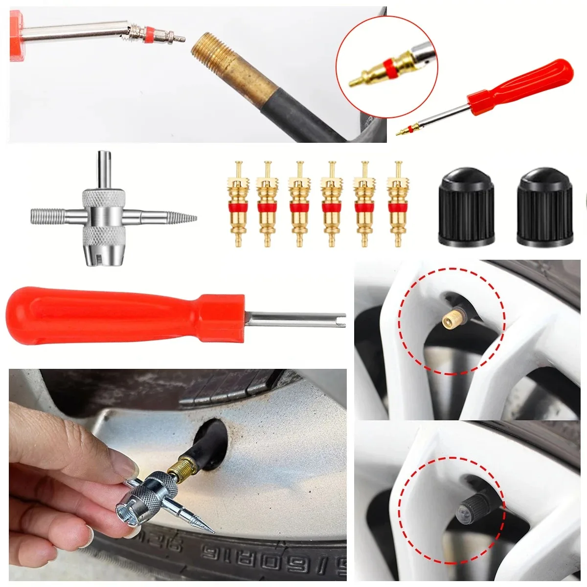 Car Bicycle Slotted Handle Tire Valve Stem Core Remover Screwdriver Tire Repair Install Tool Kit Auto Motorcycle Accessories - Image 5