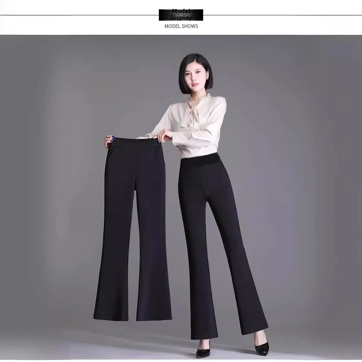 Spring Autumn New Bootcut Pants Women's Slimming Versatile Korean Style Loose-fit Fashionable Trousers Drop Leg Bell Pants Women - Image 3