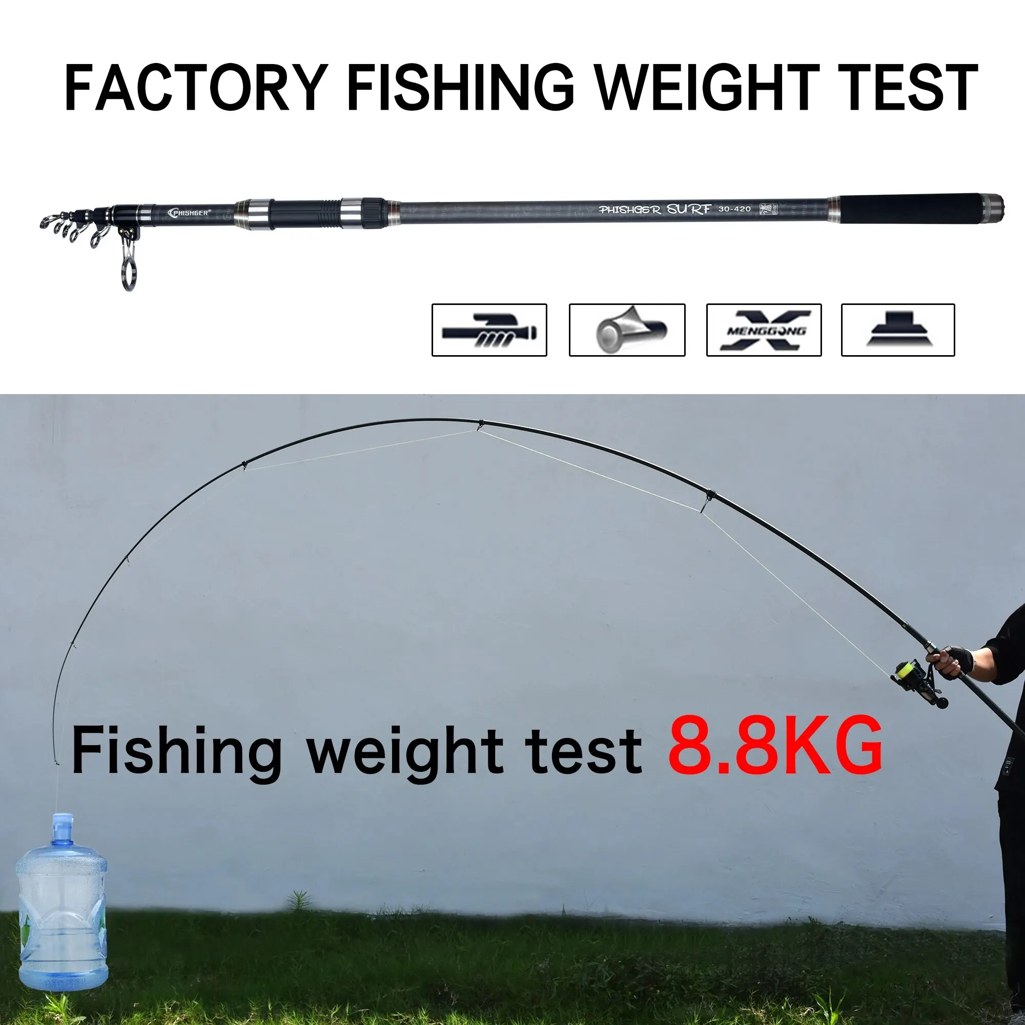 PHISHGER Telescopic Surf Spinning Rod 3.6/4.2/4.5m Power80-150g 30T Carbon Travel Surfcasting Shore Casting Biutifu Fishing Pole - Image 3