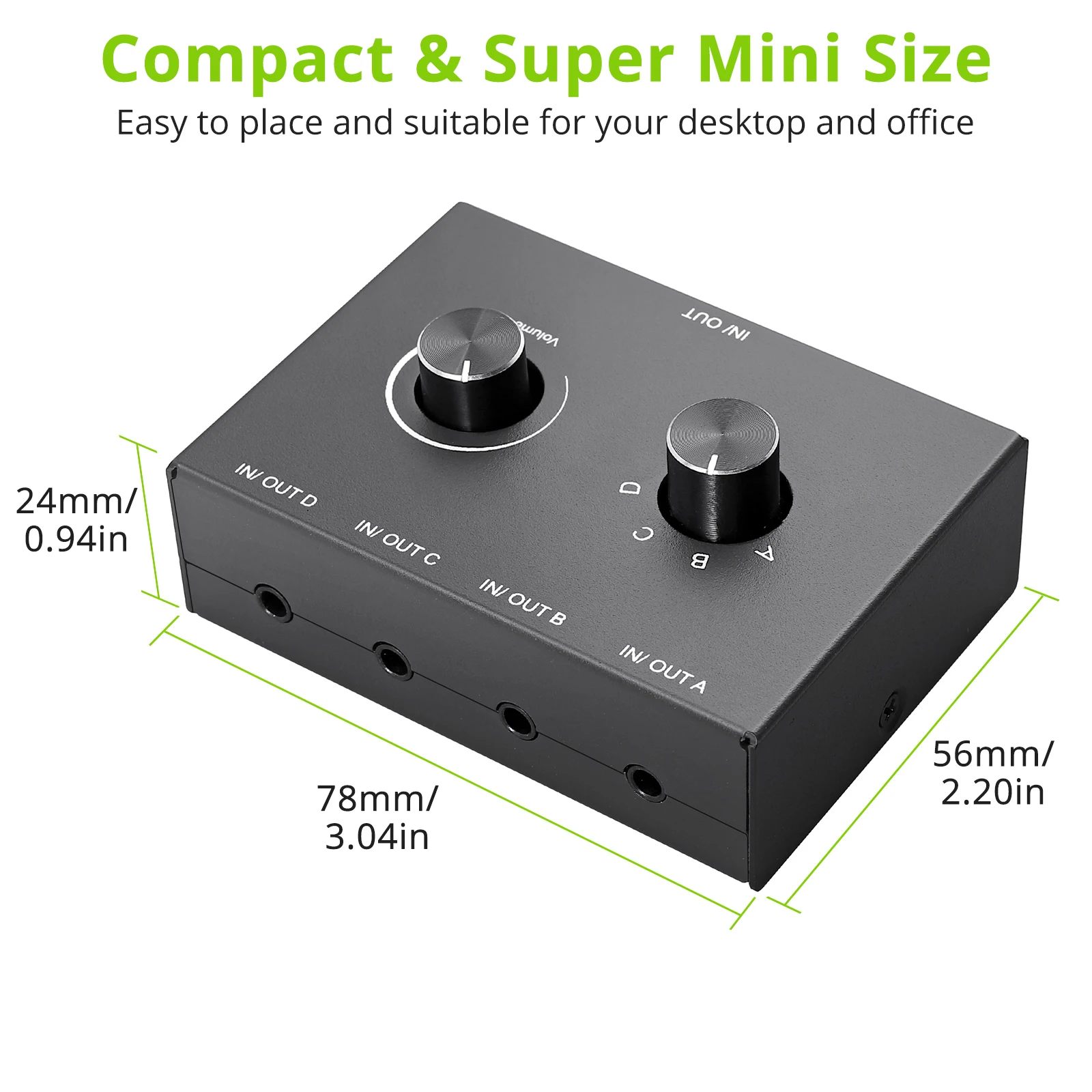 4 Way/2 Way 3.5mm Stereo Audio Switcher Bi-Directional Audio Switch Splitter Box 2x1/1x2 4x1/1x4 Switcher with Mute Button - Image 4