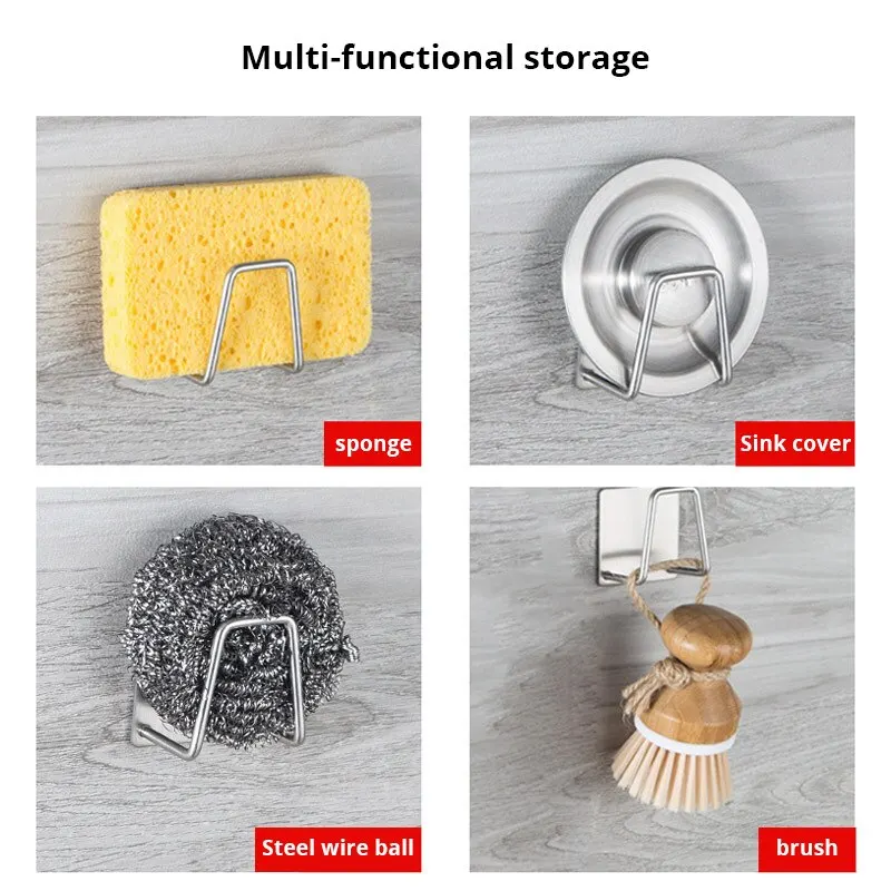 1pc Stainless Steel Sink Sponge Rack For Sponge Steel Wire Ball Draining Paste The Inner Wall Of The Sink Kitchen Supplies - Image 2