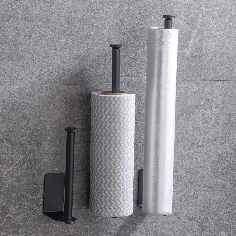 Stainless Steel Paper Towel Holder Self Adhesive Toilet Roll Paper Holder No Punching Kitchen Bathroom Lengthen Storage Rack - Image 2