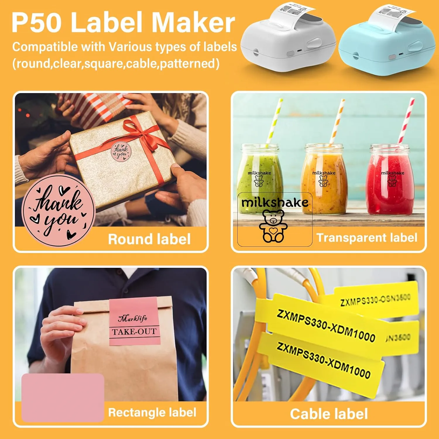 Wireless Label Printer P50 Inkless Bluetooth Thermal Label Maker Adhesive Label Sticker Machine DIY Pattern Barcode QR Code Tape - Image 3