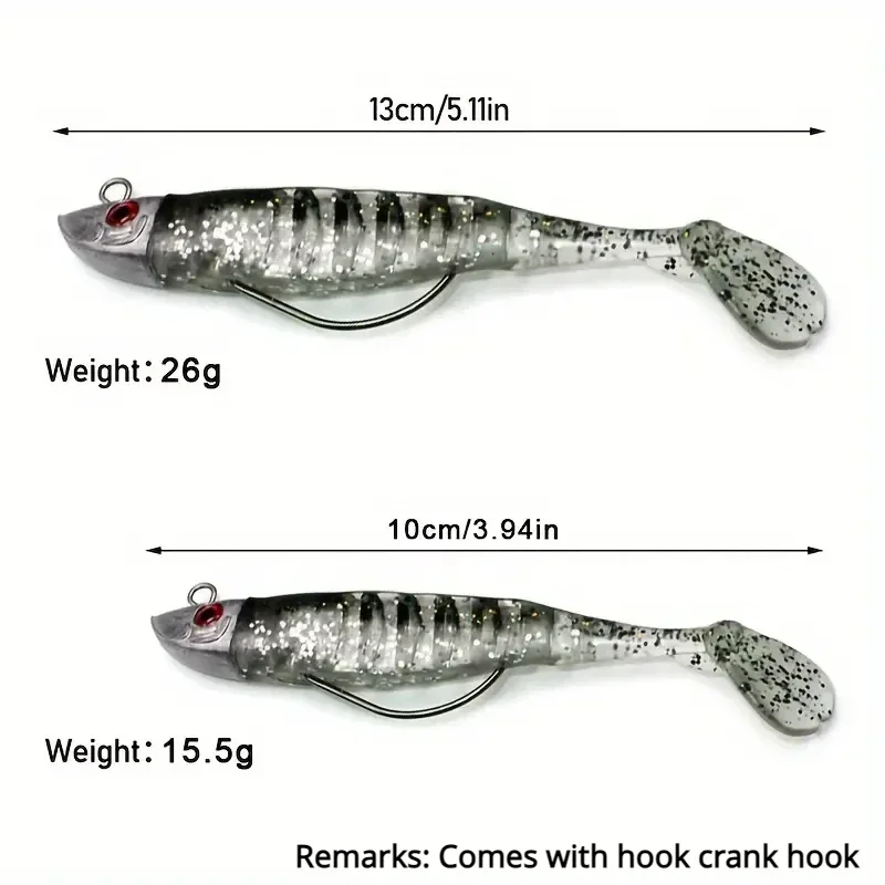 Jigging Soft Bait 10cm15g 13cm 26g Head Jig Fish T Tail Saltwater Fishing Baits Sea Fishing Silicone Lures Minnow Pike Swimbait - Image 2