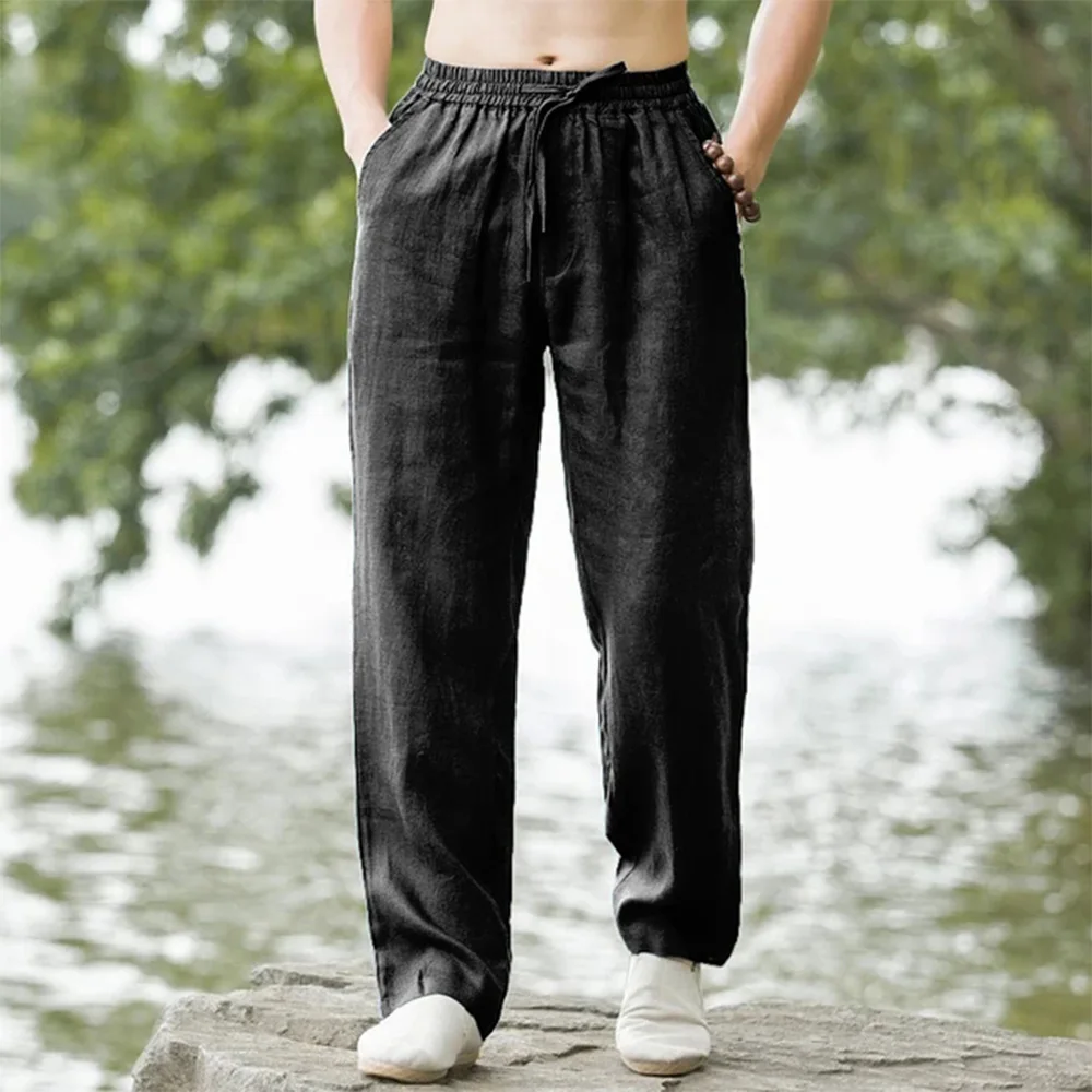 Men's Beach Pants Joggers Streetwear Cotton Linen Sweatpants Casual Pants Hawaiian Vacation Loose Summer Long - Image 2