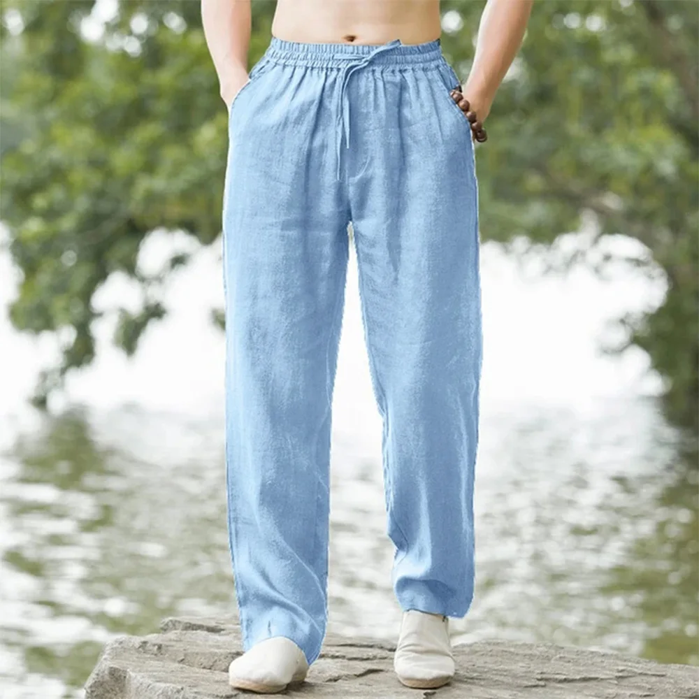 Men's Beach Pants Joggers Streetwear Cotton Linen Sweatpants Casual Pants Hawaiian Vacation Loose Summer Long - Image 4