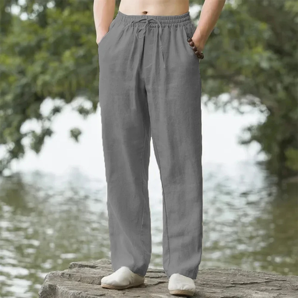 Men's Beach Pants Joggers Streetwear Cotton Linen Sweatpants Casual Pants Hawaiian Vacation Loose Summer Long - Image 3